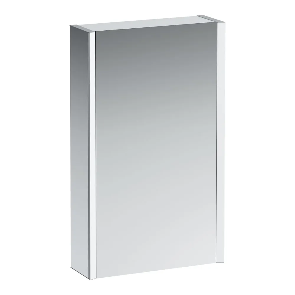 LAUFEN FRAME 25 Hliníková zrcadlová skříňka, podélné LED osvětlení, dvířka vlevo, el. zásuvka a senzorový spínač osvětlení 450 x 150 x 750 mm #H4083019001451 - 144 - Zrcadlo
