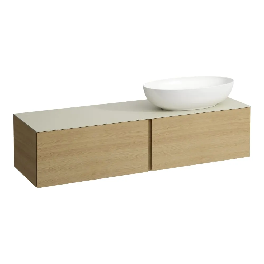 LAUFEN ILBAGNOALESSI Zásuvkový element 1600, se 2 zásuvkami, s výřezem vpravo, s vrchní deskou Calce Avorio, pro umyvadlo H818975/6, H818977/8 1600 x 500 x 370 mm #H4313530972501 - 250 - Světlý dub
