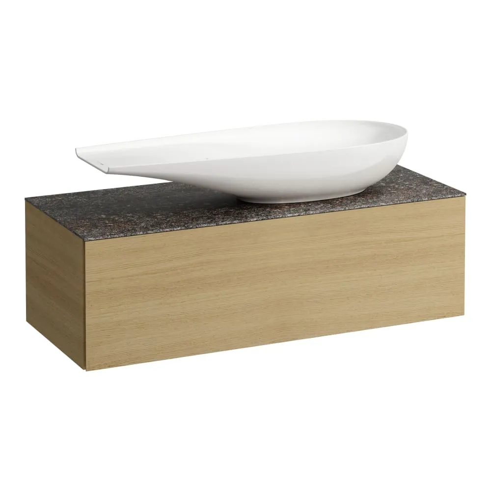 LAUFEN ILBAGNOALESSI Zásuvkový element 1200, s jednou zásuvkou, s výřezem vpravo, s vrchní deskou Marrone Naturale, pro umyvadlo H818974 1200 x 500 x 370 mm #H4323230972501 - 250 - Světlý dub