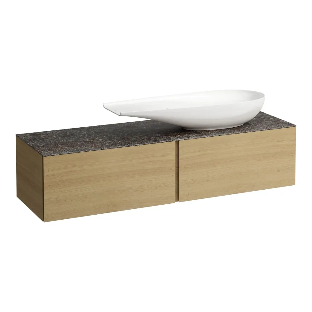 LAUFEN ILBAGNOALESSI Zásuvkový element 1600, se 2 zásuvkami, s výřezem vpravo, s vrchní deskou Marrone Naturale vč. otvoru pro baterii, pro umyvadlo H818974 1600 x 500 x 370 mm #H4323450979991 - 250 - Světlý dub