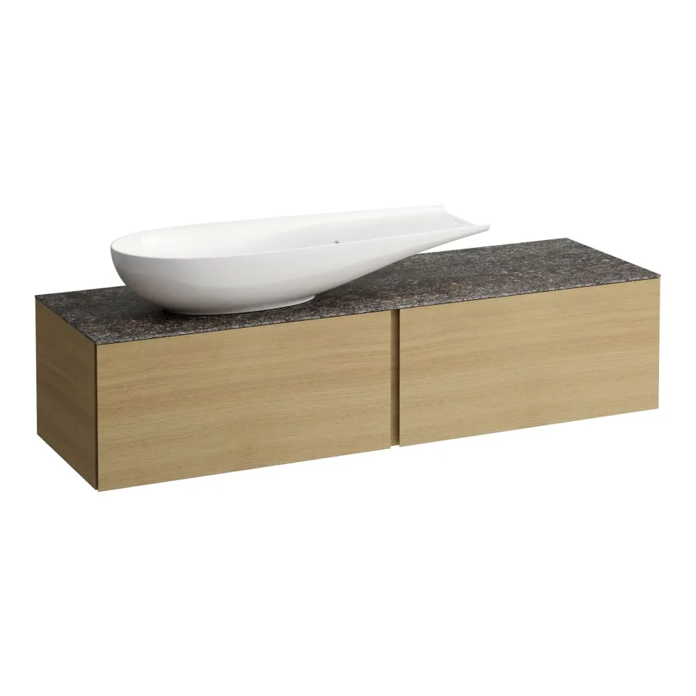 LAUFEN ILBAGNOALESSI Zásuvkový element 1600, se 2 zásuvkami, s výřezem vlevo, s vrchní deskou Marrone Naturale, pro umyvadlo H818974 1600 x 500 x 370 mm #H4323420972501 - 250 - Světlý dub