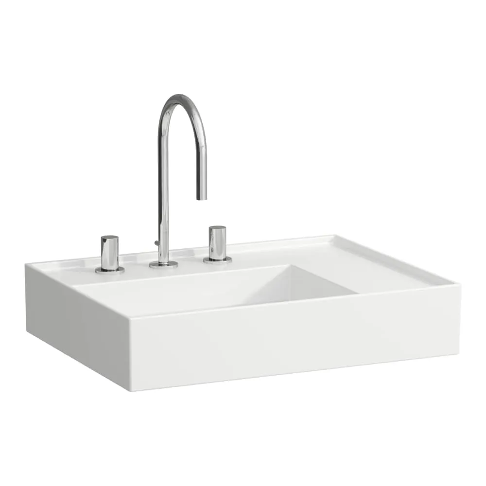 LAUFEN Kartell LAUFEN Umyvadlo, polička vpravo, se speciálním skrytým vývodem 600 x 460 x 120 mm #H8103347571581 - 000 - Bílá