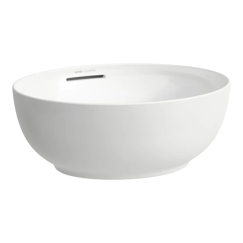 LAUFEN ILBAGNOALESSI Umyvadlová mísa s přepadem, oválná, vč. keramické krytky odpadního ventilu 450 x 405 x 170 mm #H8189761881091 - 400 - Bílá LCC (LAUFEN Clean Coat)