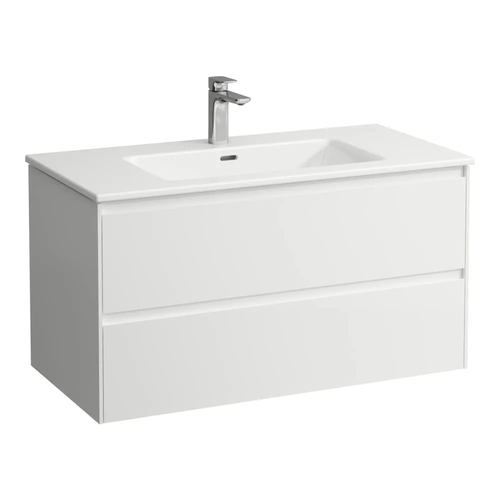 LAUFEN Umyvadlo 'slim' se skříňkou 1000 mm, se 2 zásuvkami, vč. dělícího systému do zásuvek 1000 x 500 x 535 mm #H8649672671041 - 260 - Bílá mat