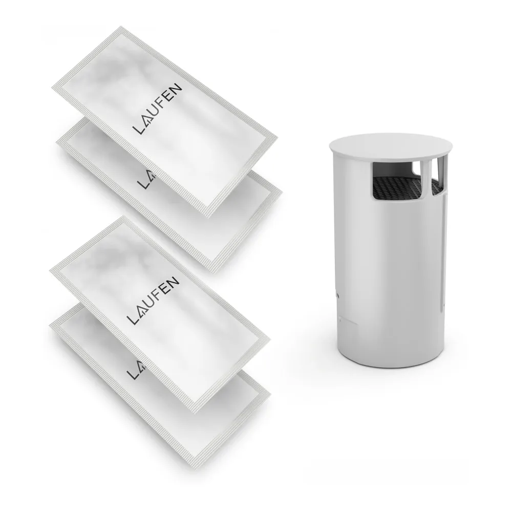 LAUFEN CLEANET RIVA Sada – uhlíkový filtr 1ks + prostředek pro odstranění vodního kamene, 2 sady pro 2 použití (celkem 4 sáčky) 130 x 65 x 5 mm #H8916970000001 - 000 - Bílá