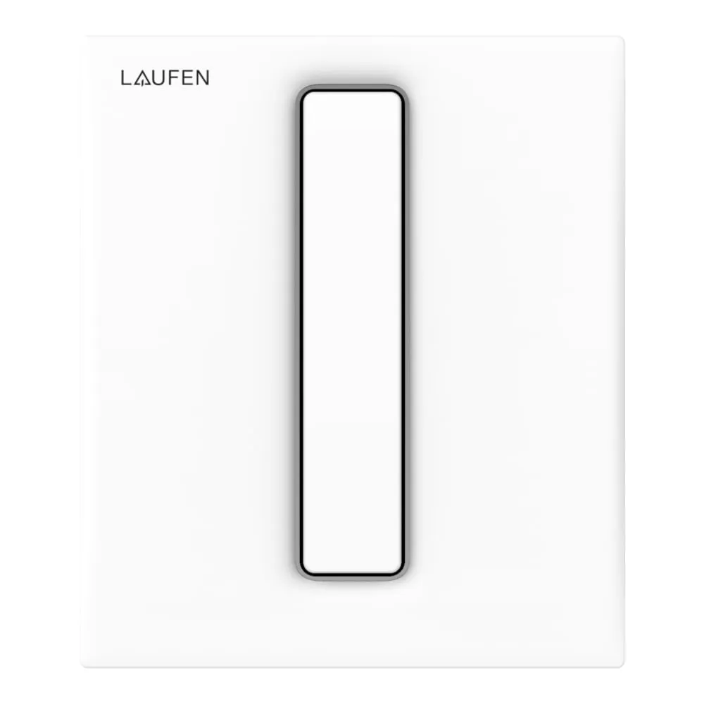 LAUFEN INEO Urinálové splachovací tlačítko AU101, deska bílý plast, obdélníkové tlačítko, chrom 125 x 145 x 26 mm #H9091010040001 - 000 - Bílá