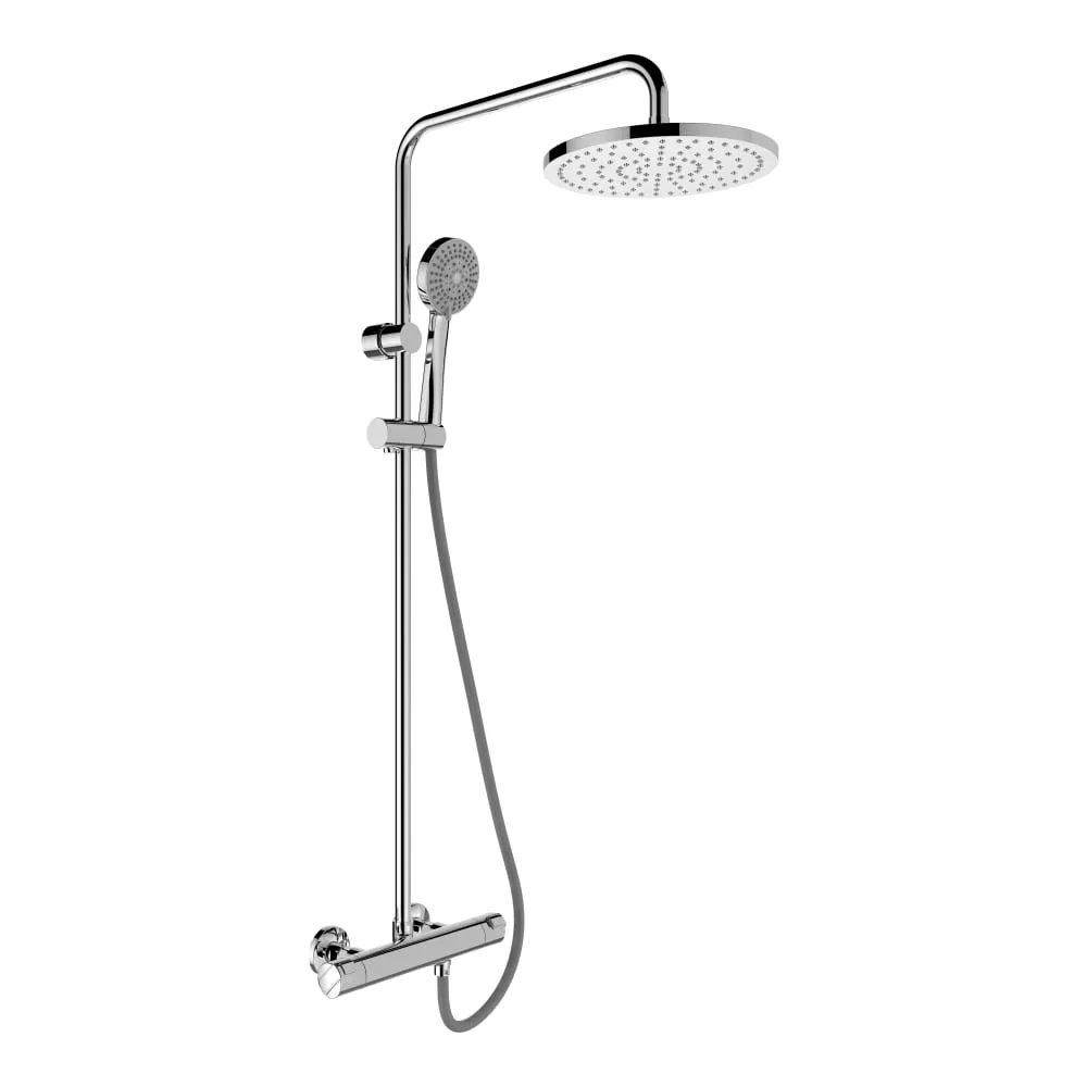 LAUFEN Termostatická sprchová stanice CITYPRO, vzdálenost připojení 134-166 mm, se šroubením, s plastovou hadicí 1600 mm, s dešťovou sprchou Ø 250 mm, s ruční sprchou Stella 100 3F #HF501957100600