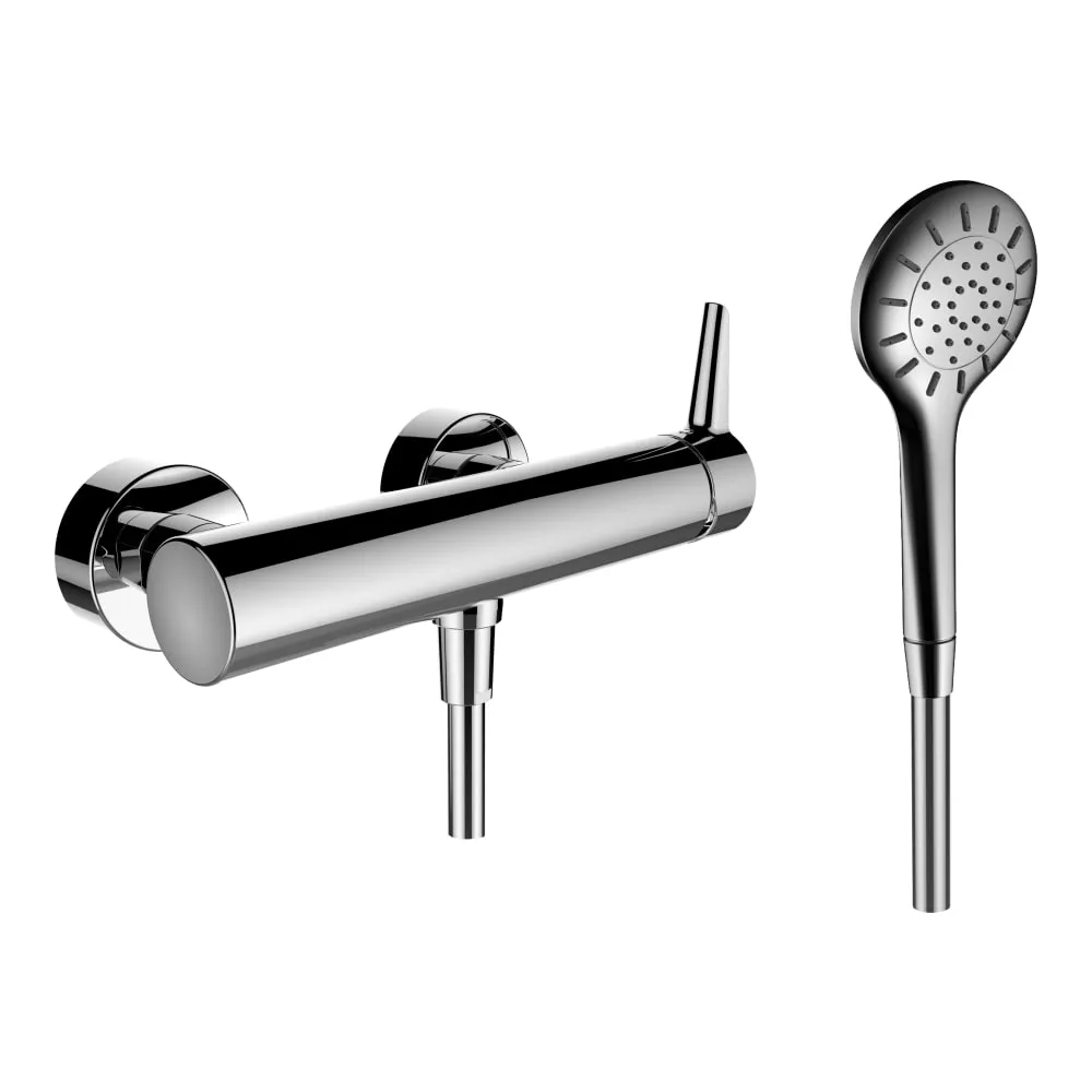 LAUFEN PURE Sprchová nástěnná páková baterie, se sprchovou syntetickou hadicí 1600 mm a ruční sprchou MyTwin100, chrom #HF901750100600