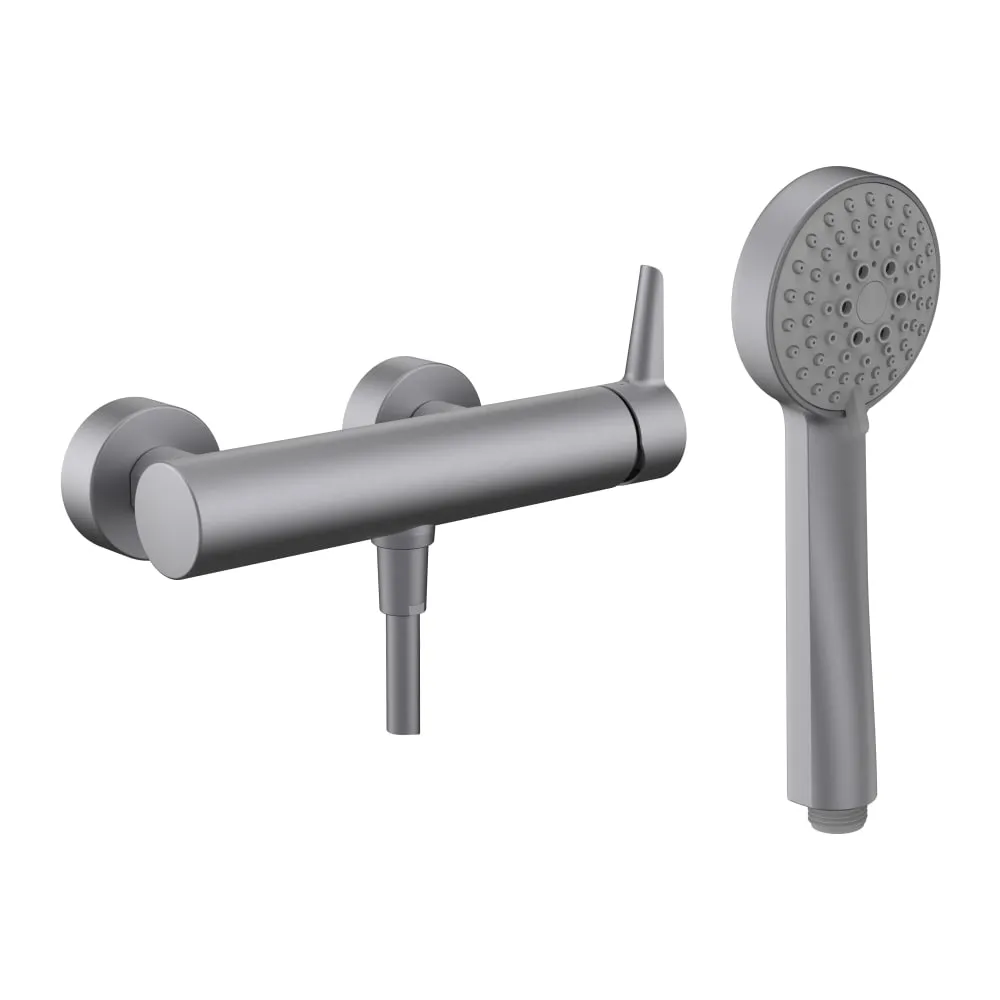 LAUFEN PURE Sprchová nástenná páková batéria so sprchovou syntetickou hadicou 1600 mm a ručnou sprchou Stella 80 3F, PVD inox look #HF901750423600
