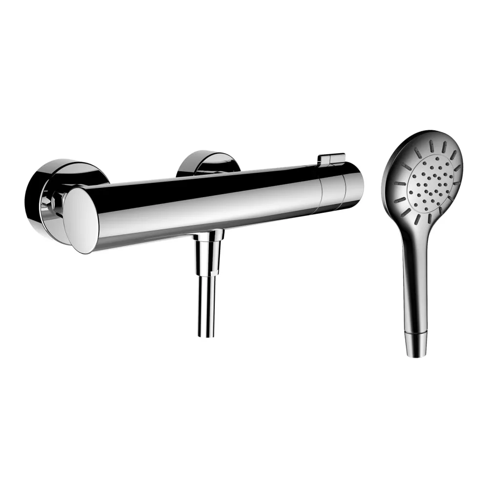 LAUFEN TWINPLUS Sprchová nástěnná termostatická baterie, se sprchovou syntetickou hadicí 1500 mm a ruční sprchou MyTwin100, chrom #HF905451100600