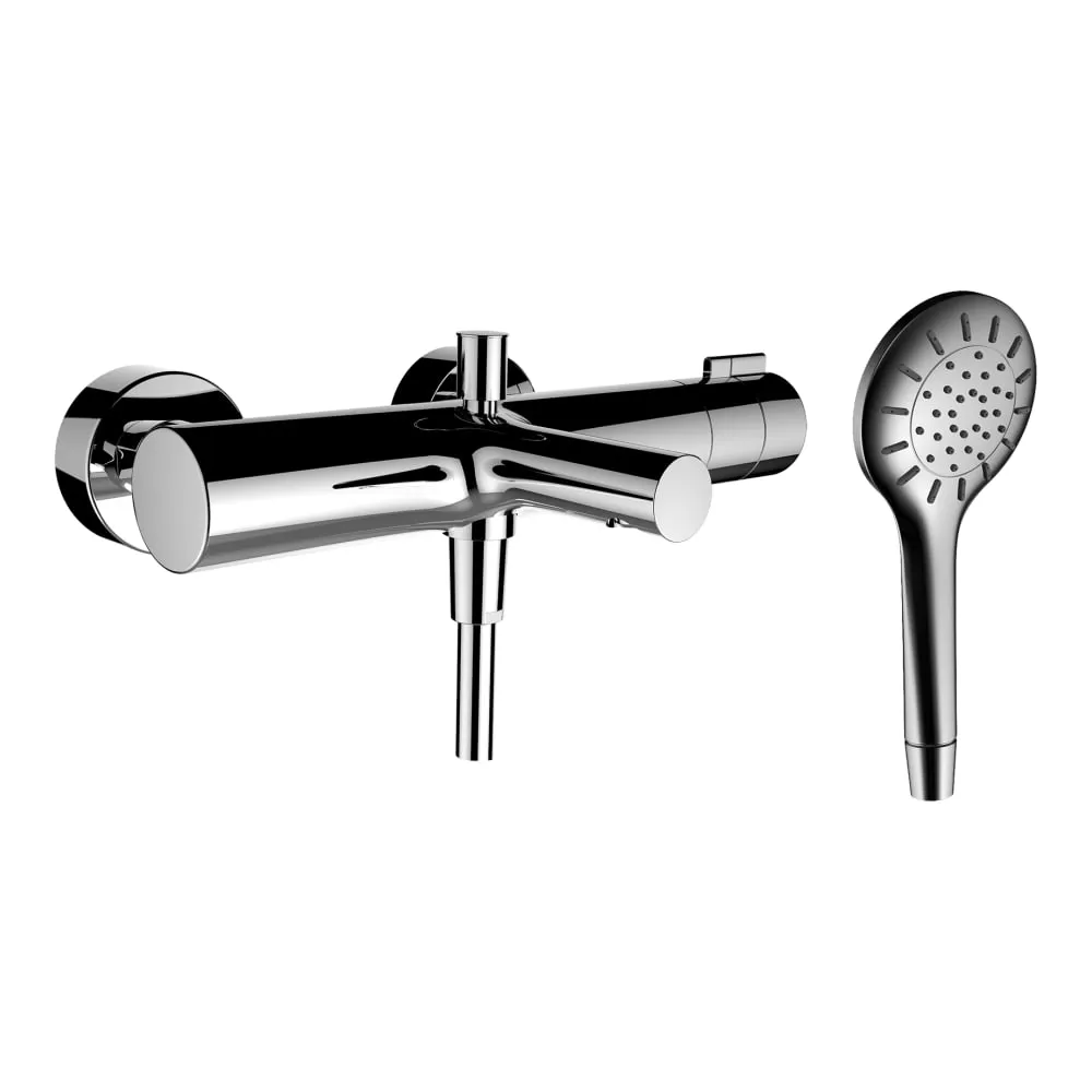 LAUFEN TWINPLUS Vanová nástěnná termostatická baterie, se sprchovou syntetickou hadicí 1500 mm a ruční sprchou MyTwin100, chrom #HF905461100600