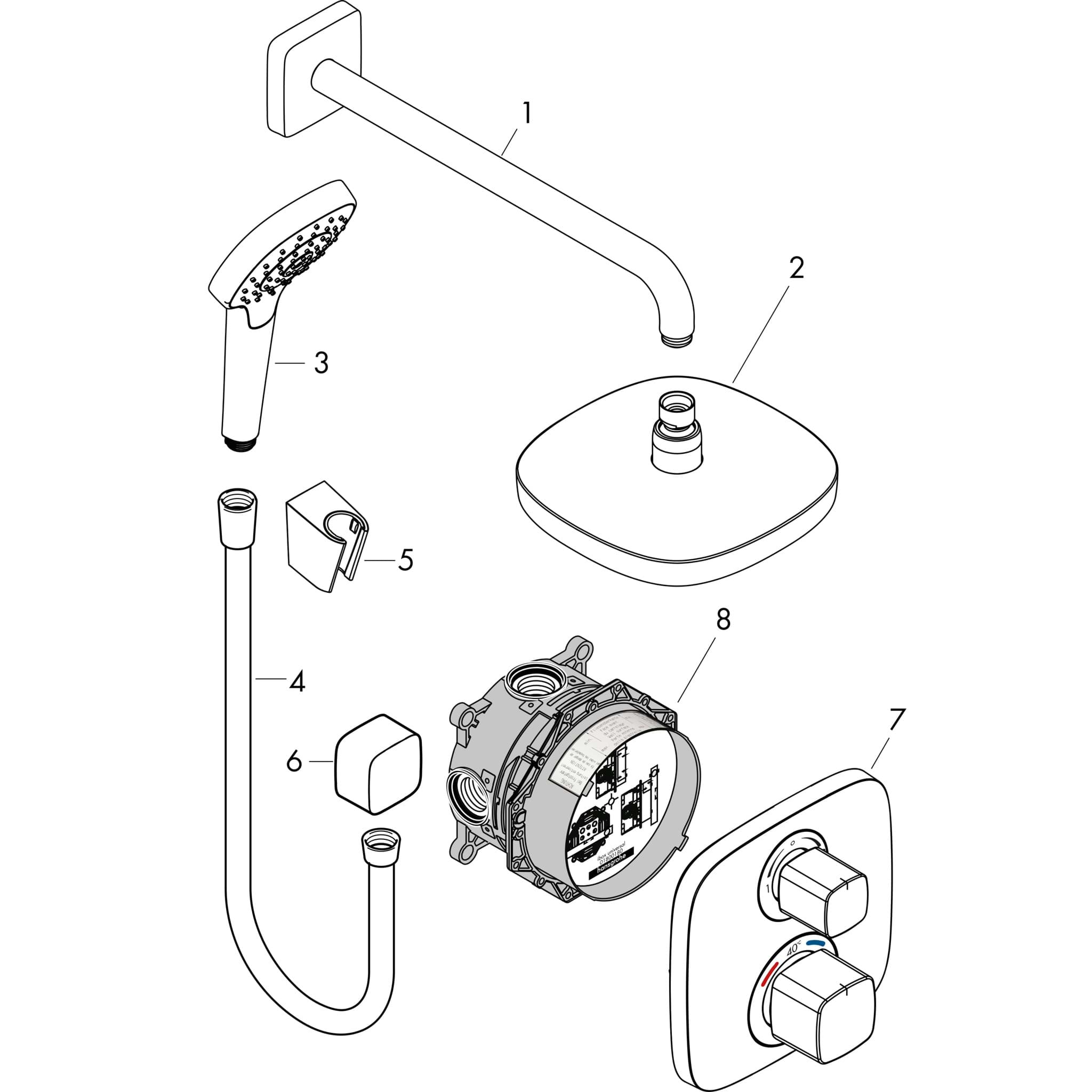 HANSGROHE Croma Select E sprchový systém 180 2jet s termostatem Ecostat E a základním tělesem #27294000