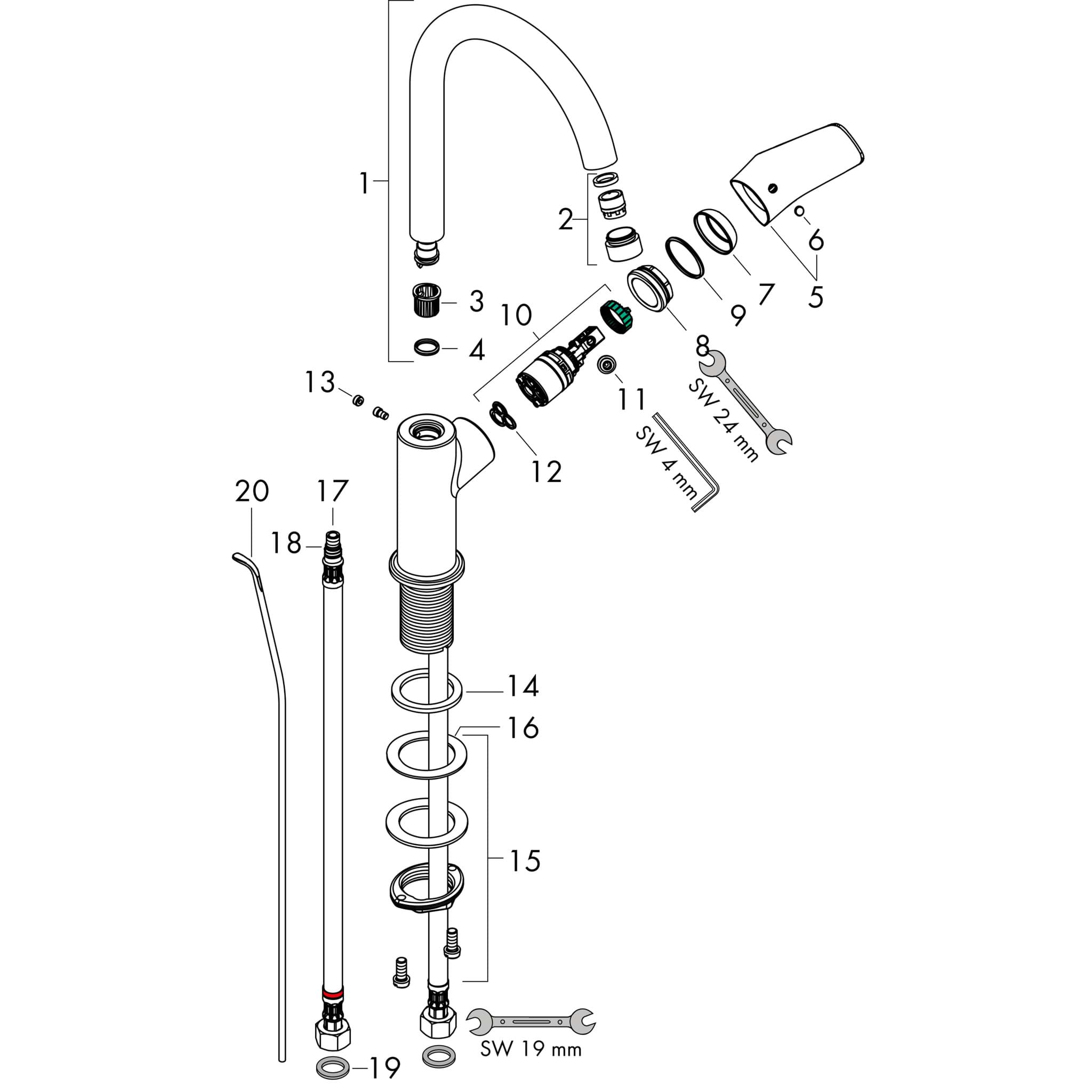HANSGROHE Jednopáková umyvadlová baterie hansgrohe MyCube 220 s otočnou výpustí a výsuvným odpadem #71013000