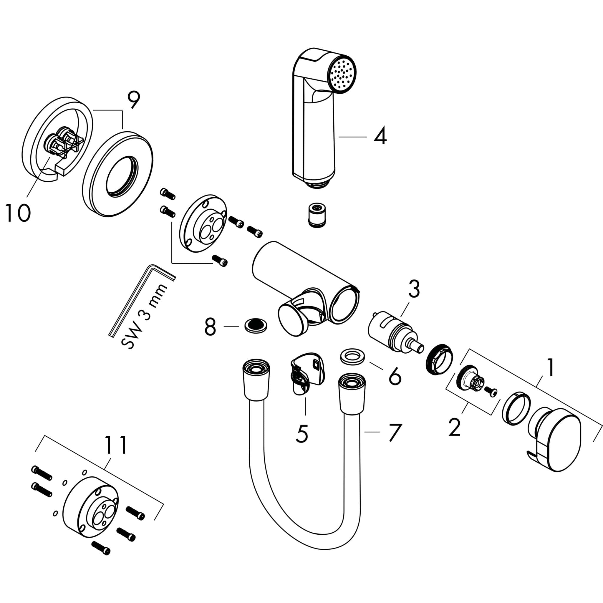 HANSGROHE Bidette bidetový sprchový set 1jet S #29232000 - chrom