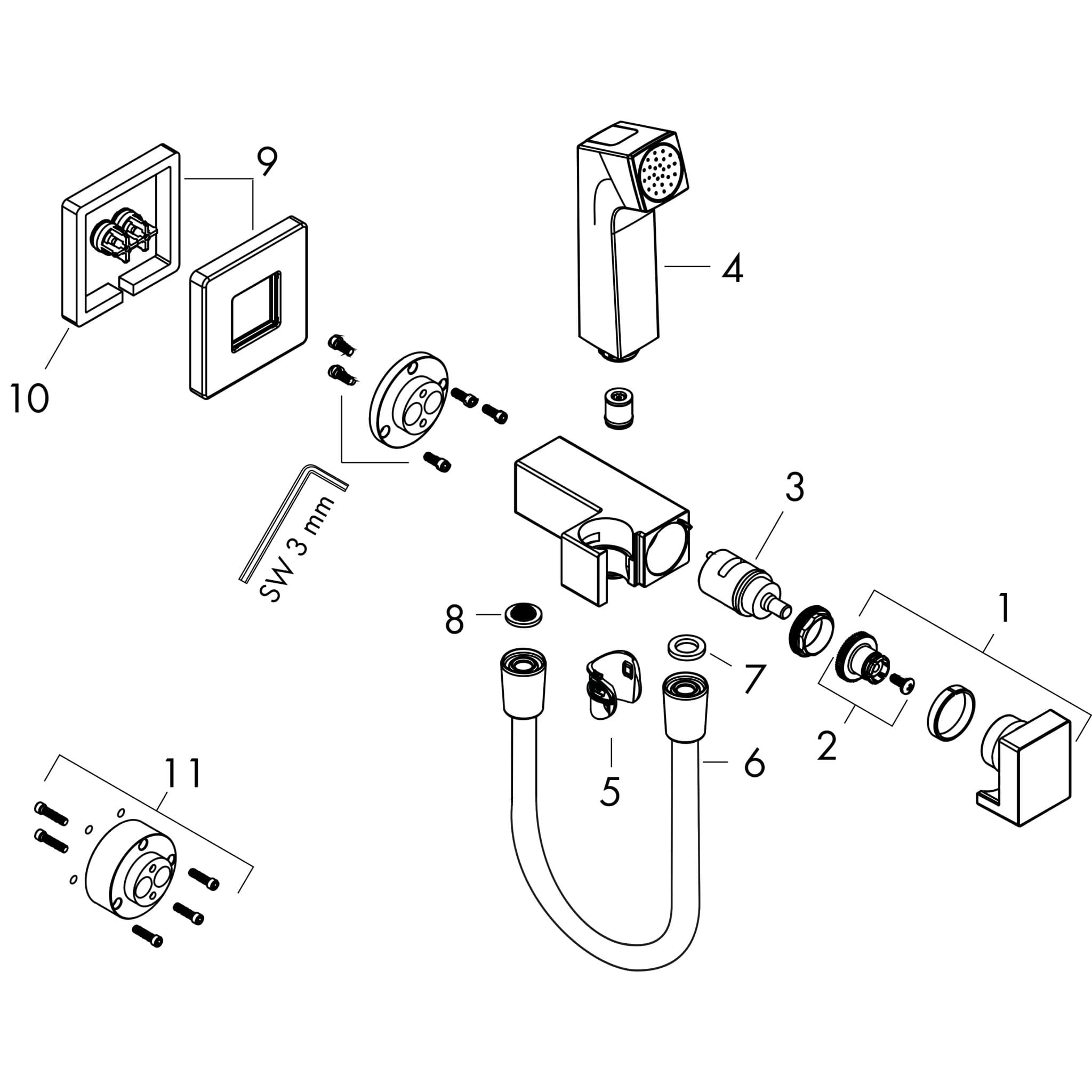 HANSGROHE Bidette ruční sprška 1jet E EcoSmart+ #29233670 - černá mat