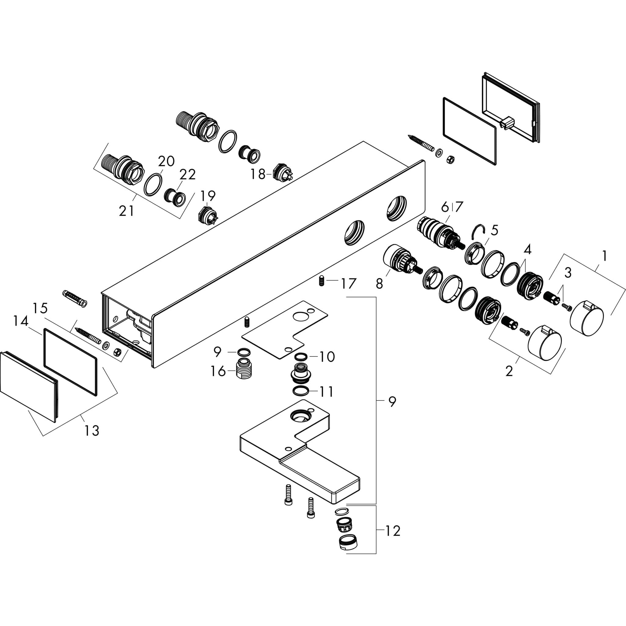 HANSGROHE ShowerTablet termostatická vanová baterie ShowerSelect 600 #13109000 - chrom