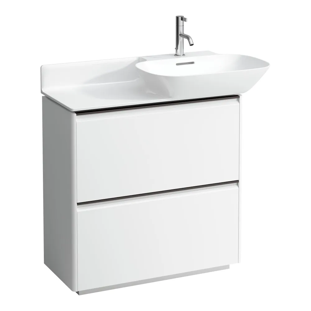 LAUFEN BASE Skříňka pod umyvadlo, se 2 zásuvkami, pro umyvadla 813301, 813302, s držákem z tmavého hliníku 770 x 350 x 775 mm #H4030041109991 - 260 - Bílá mat