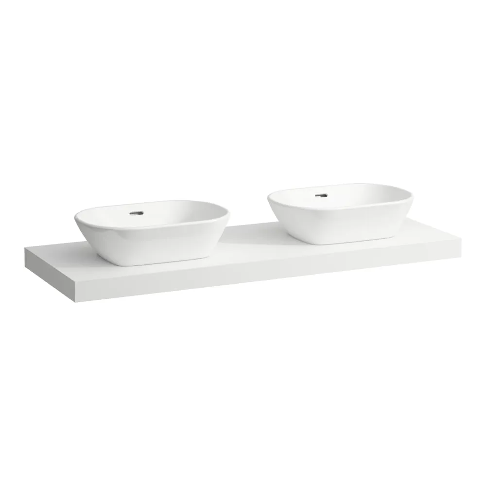 LAUFEN LANI Umyvadlová deska 1400, s výřezy vlevo a vpravo, tloušťka: 65 mm, vč. 3 nástěnných držáků 1370 x 495 x 65 mm #H4046841122601 - 260 - Bílá mat