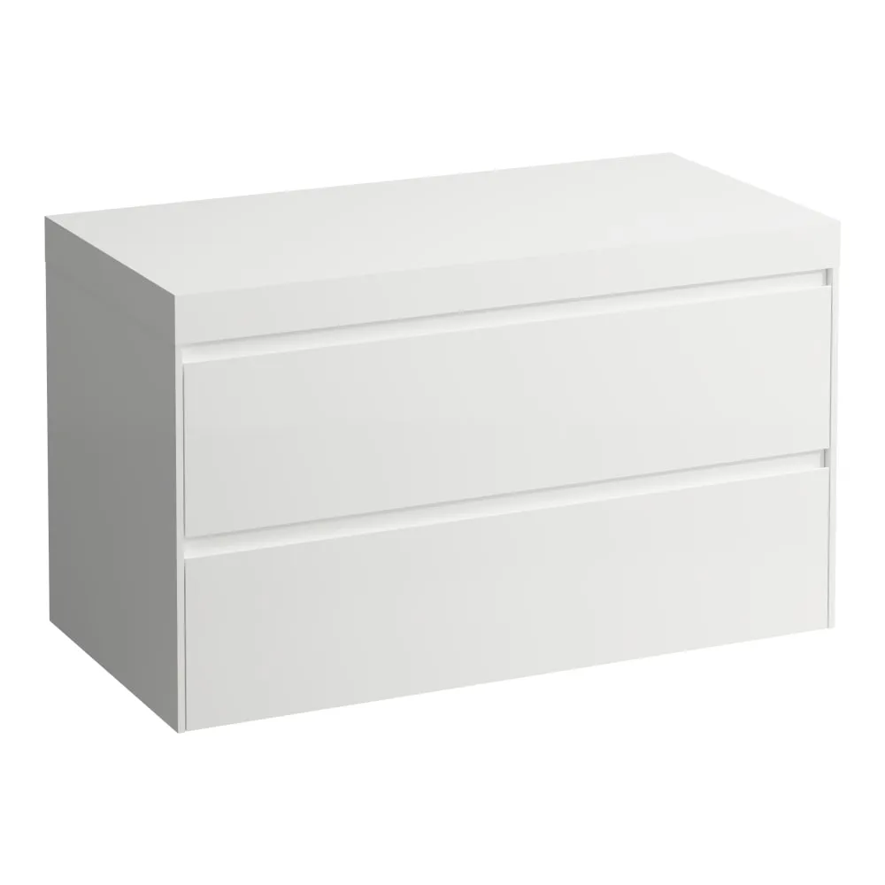 LAUFEN LANI Modulární sestava 1000, umyvadlová deska 65 mm (.260 bílá mat), bez výřezu, se 2 zásuvkami 985 x 495 x 580 mm #H4045601129901 - 260 - Bílá mat