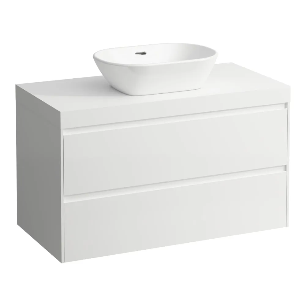 LAUFEN LANI Modulární sestava 1000, umyvadlová deska 65 mm (.260 bílá mat), s výřezem uprostřed, se 2 zásuvkami 985 x 495 x 580 mm #H4045611129991 - 260 - Bílá mat