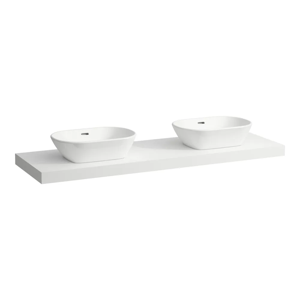 LAUFEN LANI Umyvadlová deska 1600, s výřezy vlevo a vpravo, tloušťka: 65 mm, vč. 3 nástěnných držáků 1570 x 495 x 65 mm #H4046941122671 - 260 - Bílá mat