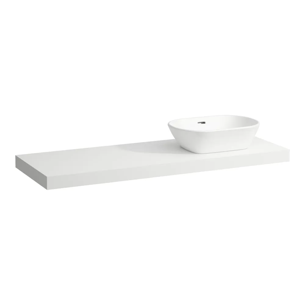 LAUFEN LANI Umyvadlová deska 1400, s výřezem vpravo, tloušťka: 65 mm, vč. 3 nástěnných držáků 1370 x 495 x 65 mm #H4046831122671 - 260 - Bílá mat