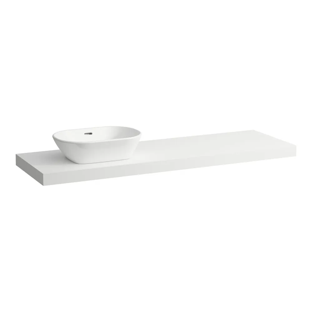 LAUFEN LANI Umyvadlová deska 1600, s výřezem vlevo, tloušťka: 65 mm, vč. 3 nástěnných držáků 1570 x 495 x 65 mm #H4046921122661 - 260 - Bílá mat