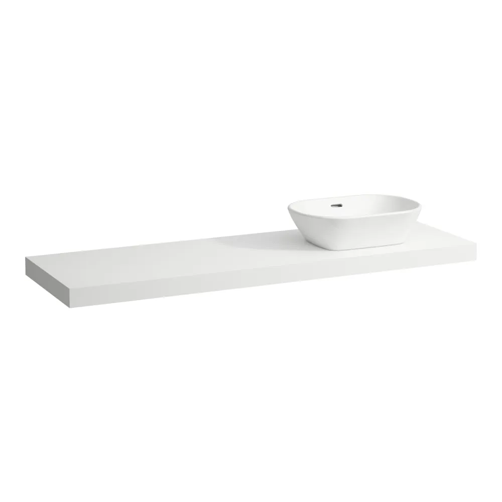 LAUFEN LANI Umyvadlová deska 1600, s výřezem vpravo, tloušťka: 65 mm, vč. 3 nástěnných držáků 1570 x 495 x 65 mm #H4046931122661 - 260 - Bílá mat