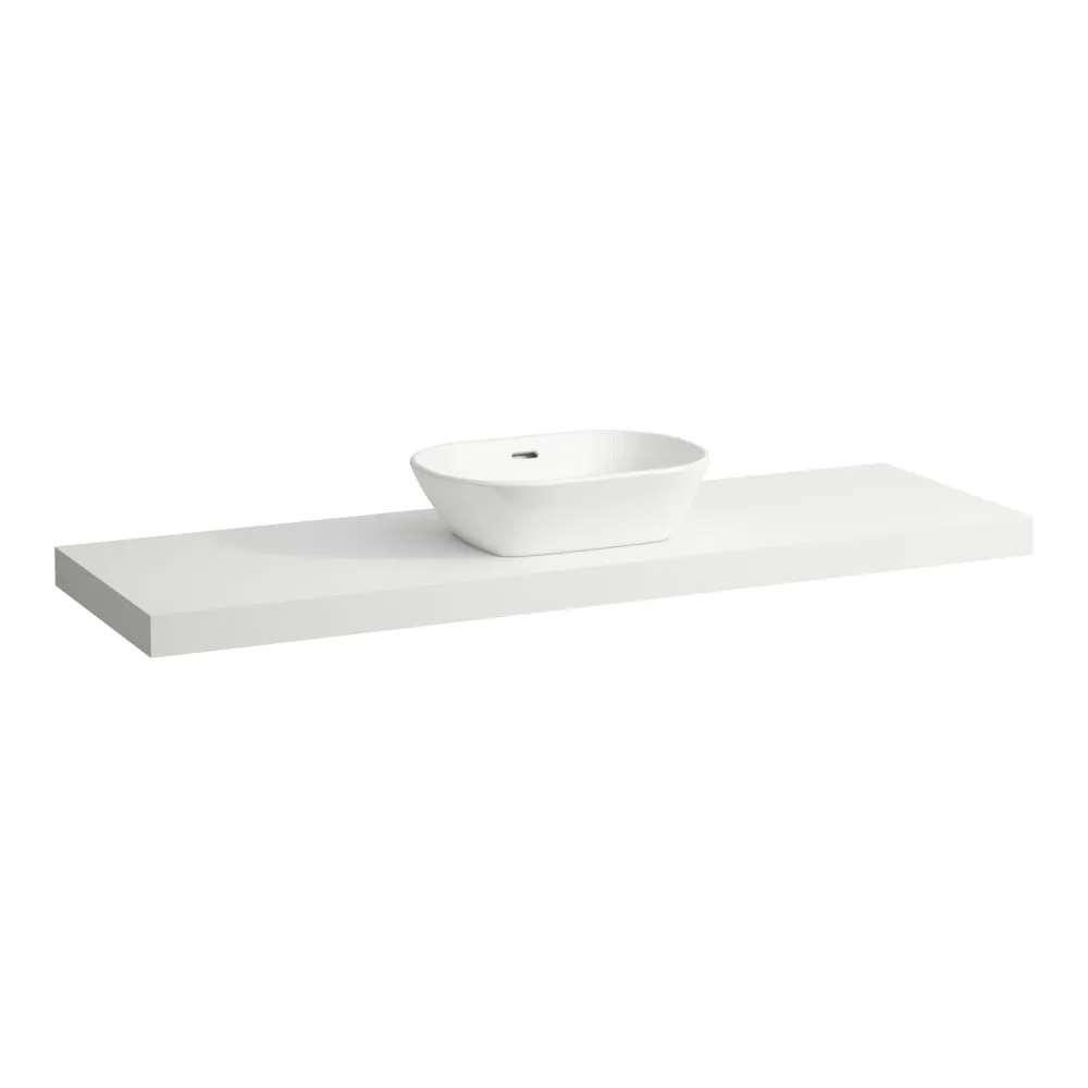 LAUFEN LANI Umyvadlová deska 1600, s výřezem uprostřed, tloušťka: 65 mm, vč. 3 nástěnných držáků 1570 x 495 x 65 mm #H4046911122601 - 260 - Bílá mat