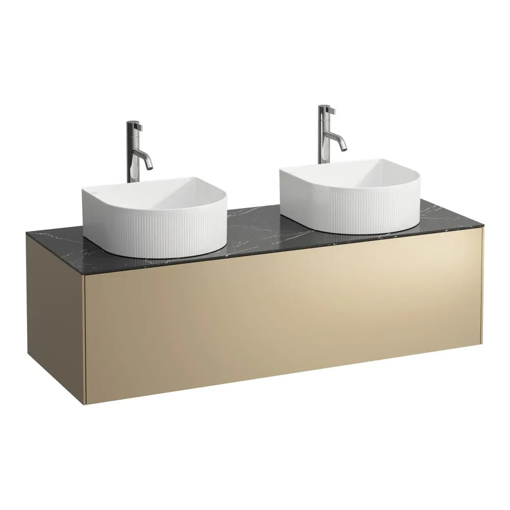 LAUFEN SONAR Skříňka pod umyvadlo, s 1 zásuvkou, pro umyvadlové mísy H812340, H812341, H812342, H812343, s výřezy vlevo a vpravo vč. otvorů pro baterii uprostřed 1175 x 455 x 340 mm #H4054280341431 - 140 - Zlato & nero marquina