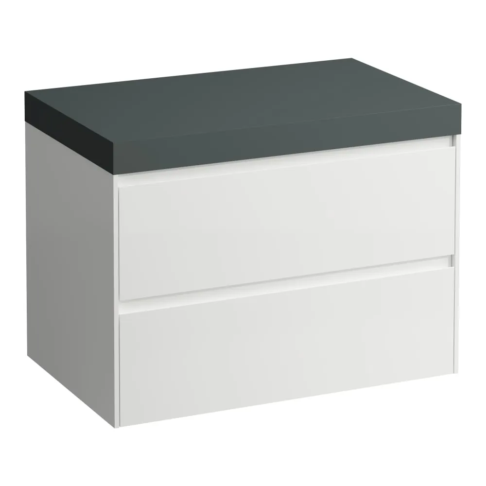 LAUFEN LANI Modulární sestava 800, umyvadlová deska 65 mm (.266 šedá traffic), bez výřezu, se 2 zásuvkami 785 x 495 x 580 mm #H4055501122671 - 260 - Bílá mat