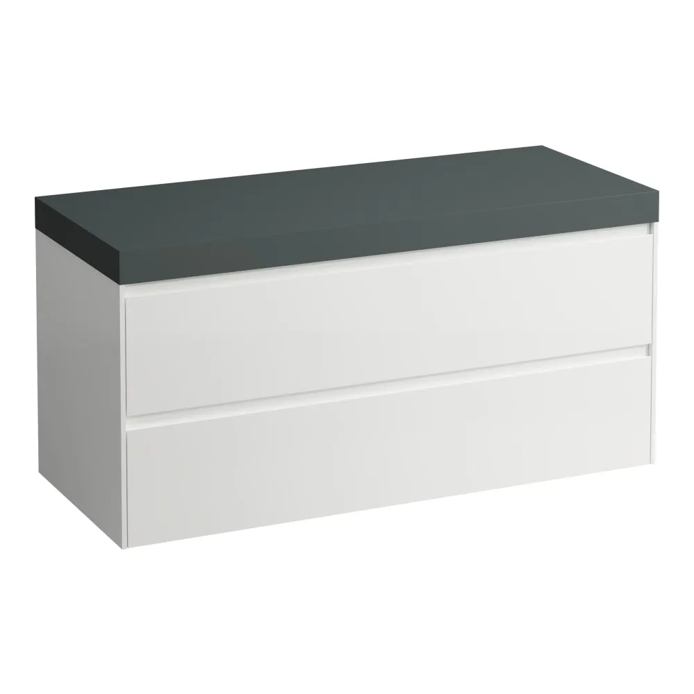 LAUFEN LANI Modulární sestava 1200, umyvadlová deska 65 mm (.266 šedá traffic), bez výřezu, se 2 zásuvkami 1185 x 495 x 580 mm #H4055701122671 - 260 - Bílá mat