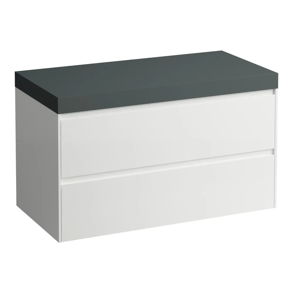 LAUFEN LANI Modulární sestava 1000, umyvadlová deska 65 mm (.266 šedá traffic), bez výřezu, se 2 zásuvkami 985 x 495 x 580 mm #H4055601122611 - 260 - Bílá mat