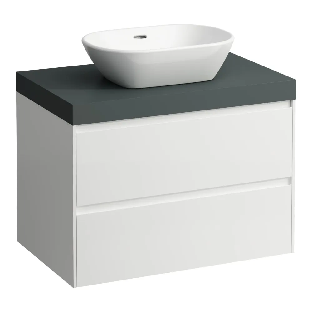 LAUFEN LANI Modulární sestava 800, umyvadlová deska 65 mm (.266 šedá traffic), s výřezem uprostřed, se 2 zásuvkami 785 x 495 x 580 mm #H4055511129901 - 260 - Bílá mat