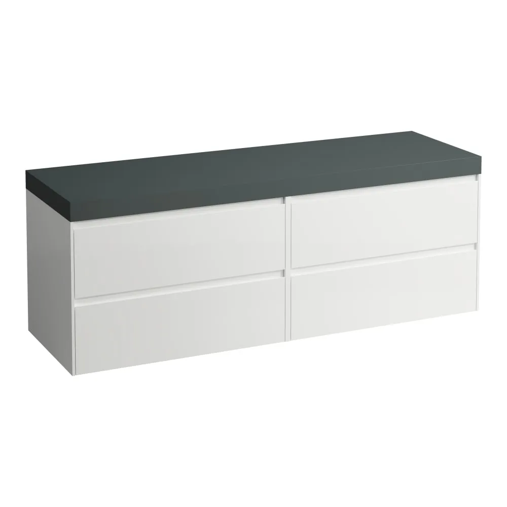 LAUFEN LANI Modulární sestava 1600, umyvadlová deska 65 mm (.266 šedá traffic), bez výřezu, se 4 zásuvkami: zásuvkový element 800 + zásuvkový element 800 1570 x 495 x 580 mm #H4055901122661 - 260 - Bílá mat