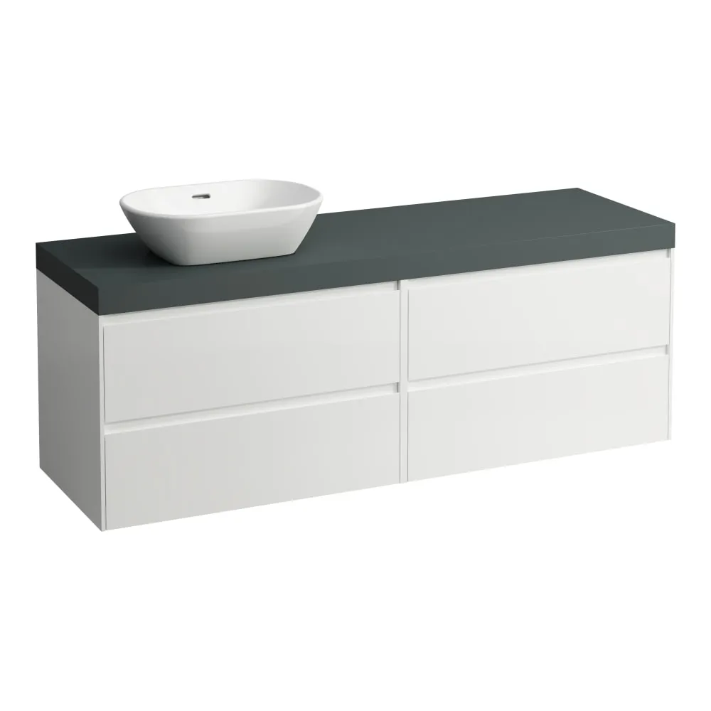 LAUFEN LANI Modulární sestava 1600, umyvadlová deska 65 mm (.266 šedá traffic), s výřezem vlevo, se 4 zásuvkami: zásuvkový element 800 pravý + zásuvkový element 800 levý 1570 x 495 x 580 mm #H4055921129901 - 260 - Bílá mat