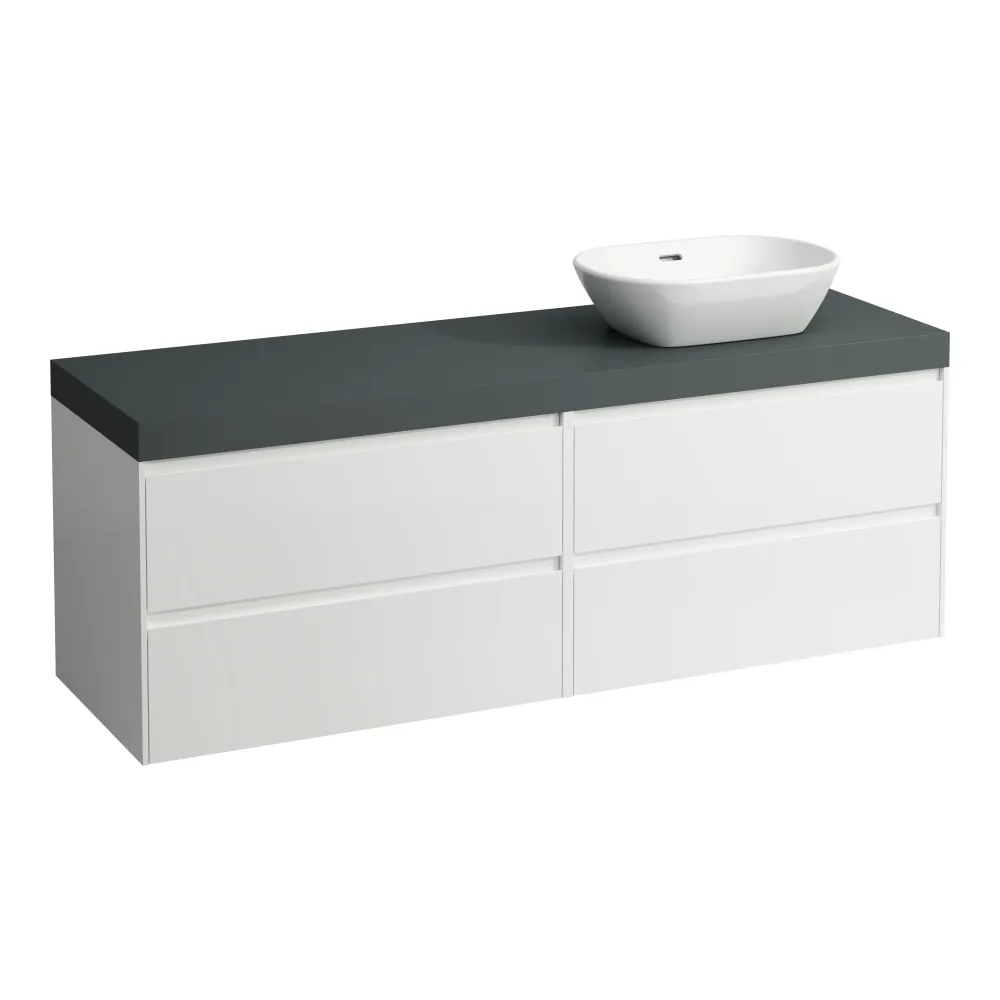 LAUFEN LANI Modulární sestava 1600, umyvadlová deska 65 mm (.266 šedá traffic), s výřezem vpravo, se 4 zásuvkami: zásuvkový element 800 pravý + zásuvkový element 800 levý 1570 x 495 x 580 mm #H4055931122601 - 260 - Bílá mat