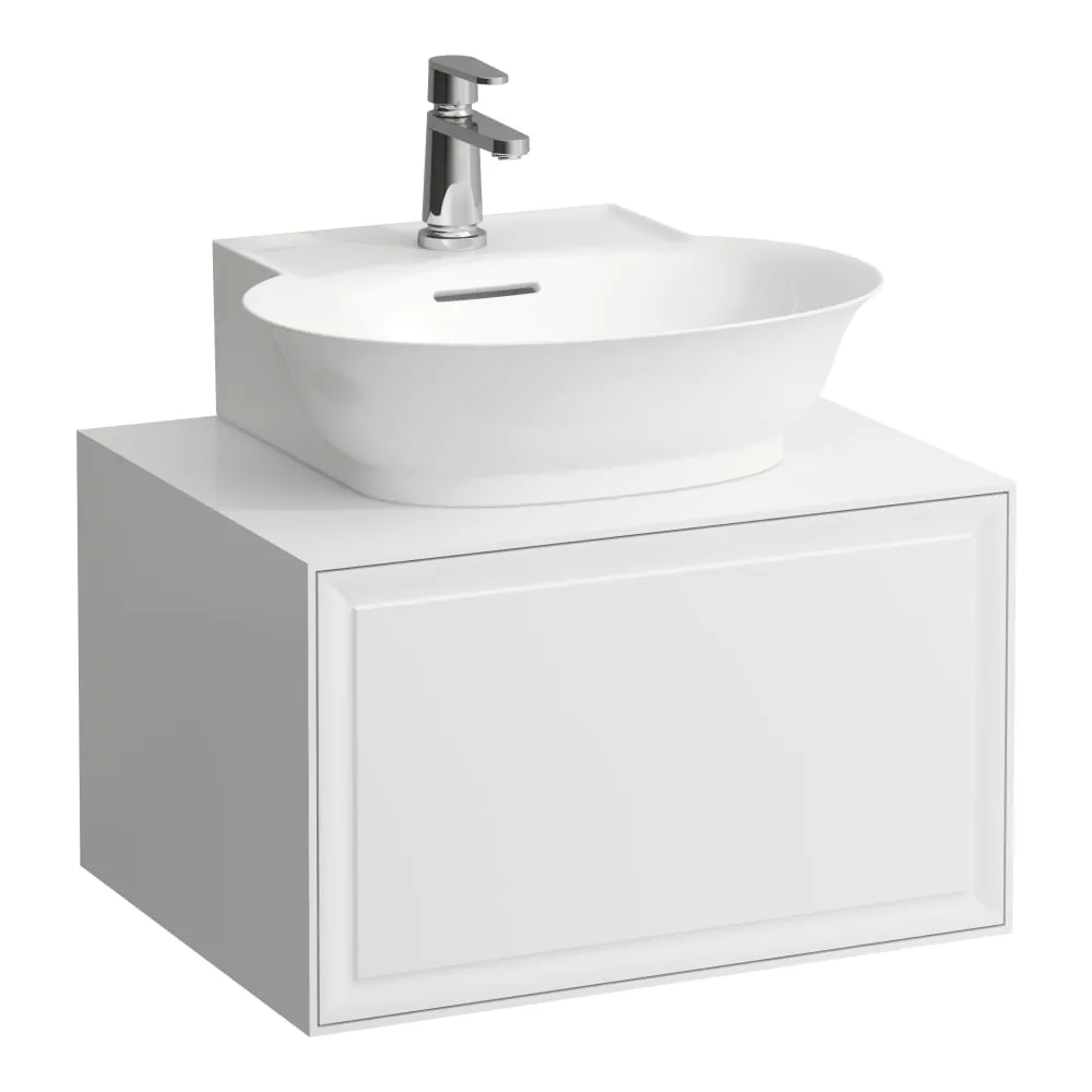 LAUFEN THE NEW CLASSIC Skříňka pod umyvadlo 600, s 1 zásuvkou, s výřezem uprostřed, pro umyvadla H816852 575 x 455 x 345 mm #H4060030856311 - 170 - Bílá mat