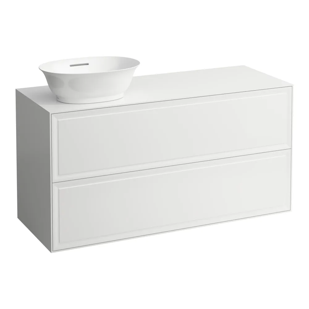 LAUFEN THE NEW CLASSIC Skříňka pod umyvadlo, se 2 zásuvkami, s výřezem vlevo, pro umyvadlové mísy H812852, H812853 1175 x 455 x 600 mm #H4060830856281 - 170 - Bílá mat