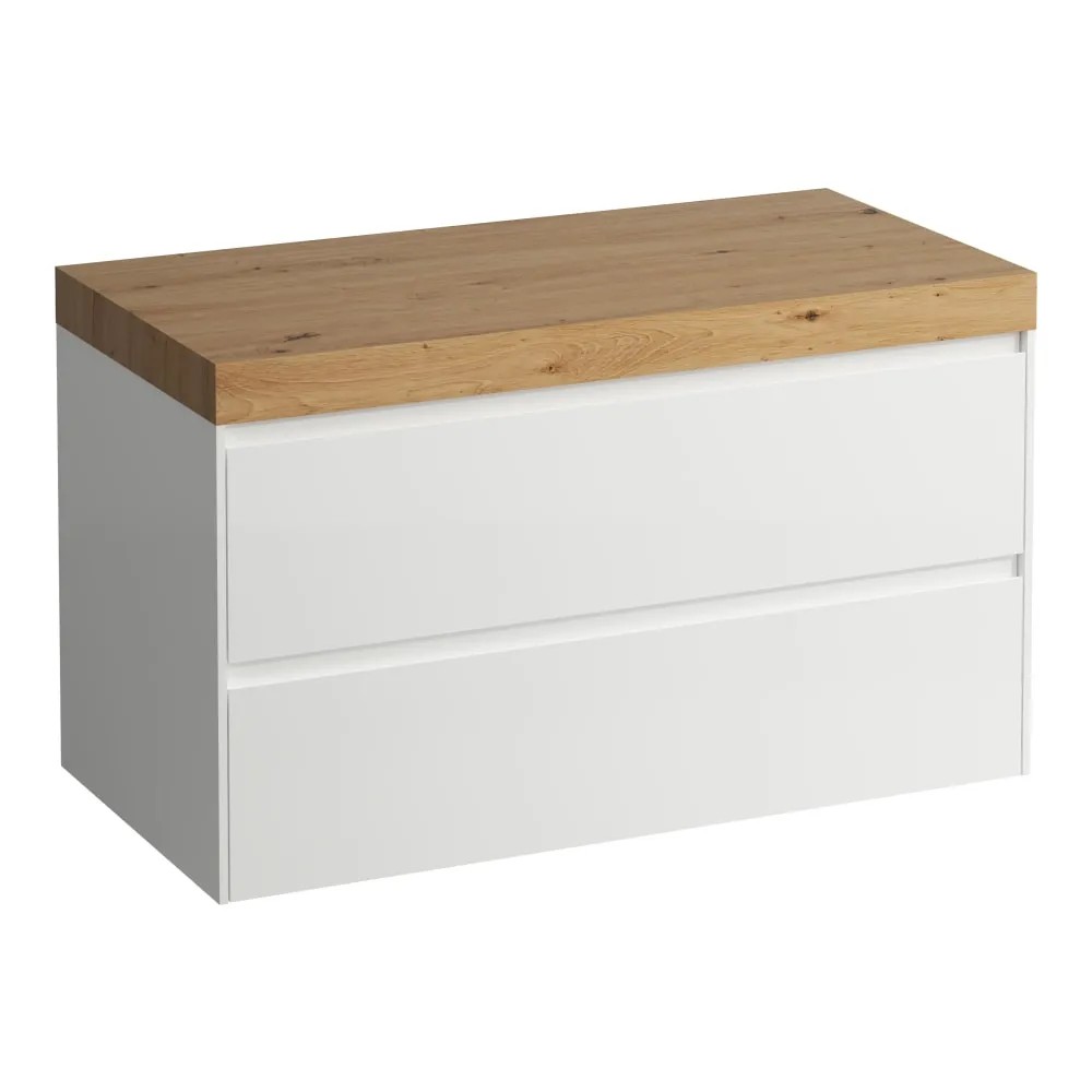 LAUFEN LANI Modulární sestava 1000, umyvadlová deska 65 mm (.267 divoký dub), bez výřezu, se 2 zásuvkami 985 x 495 x 580 mm #H4065601129991 - 260 - Bílá mat