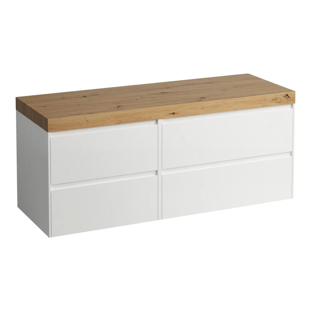 LAUFEN LANI Modulární sestava 1400, umyvadlová deska 65 mm (.267 divoký dub), bez výřezu, se 4 zásuvkami: zásuvkový element 800 pravý + zásuvkový element 600 levý 1370 x 495 x 580 mm #H4065811129901 - 260 - Bílá mat