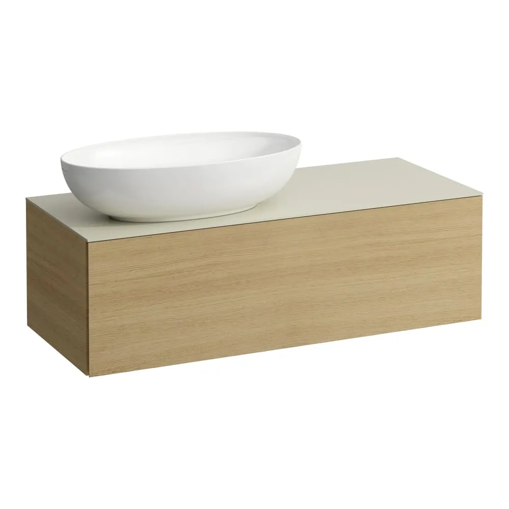 LAUFEN ILBAGNOALESSI Zásuvkový element 1200, s jednou zásuvkou, s výřezem vlevo, s vrchní deskou Calce Avorio, pro umyvadlo H818975/6, H818977/8 1200 x 500 x 370 mm #H4313120979991 - 250 - Světlý dub
