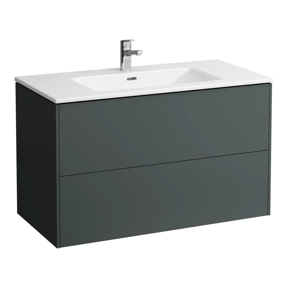 LAUFEN Umyvadlo 'slim' se skříňkou 1000 mm, se 2 zásuvkami, vč. dělícího systému do zásuvek 1000 x 500 x 610 mm #H8649622661041 - 266 - Šedá traffic