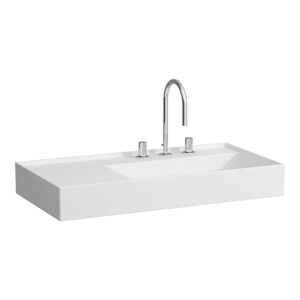 LAUFEN Kartell LAUFEN Umyvadlo, polička vlevo, se speciálním skrytým vývodem 900 x 460 x 120 mm #H8103397571581 - 757 - Bílá mat