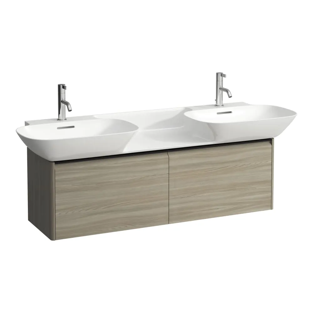 LAUFEN BASE Skříňka pod umyvadlo, se 2 zásuvkami, pro umyvadlo H814304, úchytka z tmavého hliníku 1170 x 350 x 370 mm #H4030161102621 - 262 - Světlý jilm