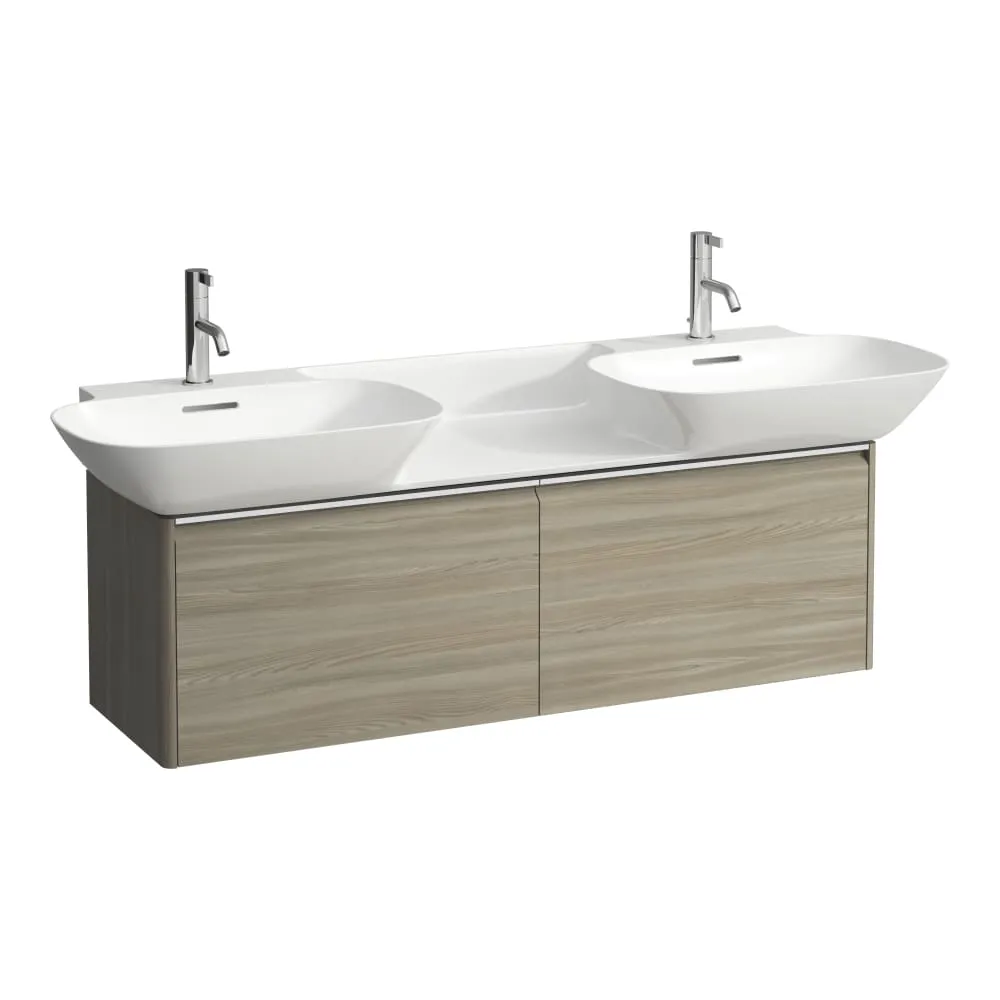 LAUFEN BASE Skříňka pod umyvadlo, se 2 zásuvkami, pro umyvadlo H814304, úchytka z eloxovaného hliníku 1170 x 350 x 370 mm #H4030151102621 - 262 - Světlý jilm