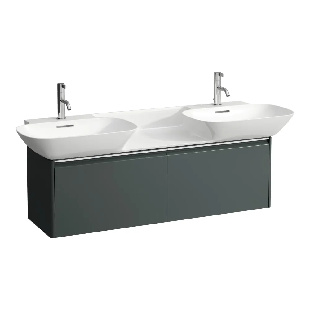 LAUFEN BASE Skříňka pod umyvadlo, se 2 zásuvkami, pro umyvadlo H814304, úchytka z eloxovaného hliníku 1170 x 350 x 370 mm #H4030151102661 - 266 - Šedá traffic