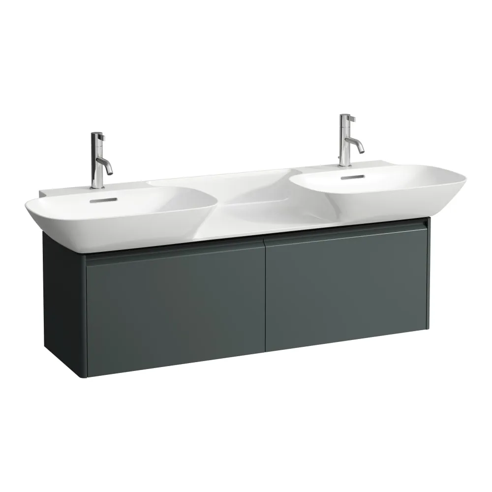 LAUFEN BASE Skříňka pod umyvadlo, se 2 zásuvkami, pro umyvadlo H814304, úchytka z tmavého hliníku 1170 x 350 x 370 mm #H4030161102661 - 266 - Šedá traffic