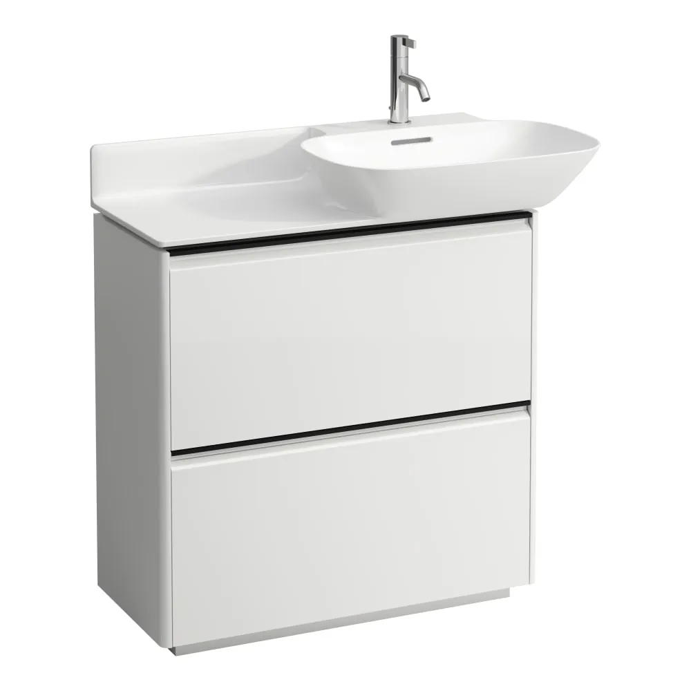 LAUFEN BASE Skříňka pod umyvadlo, se 2 zásuvkami, pro umyvadla 813301, 813302, s držákem z tmavého hliníku 770 x 350 x 775 mm #H4030041102611 - 261 - Bílá lesklá