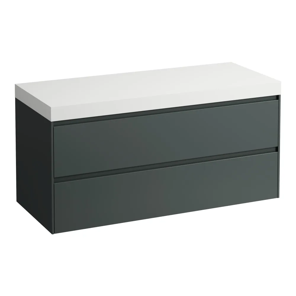 LAUFEN LANI Modulární sestava 1200, umyvadlová deska 65 mm (.260 bílá mat), bez výřezu,se 2 zásuvkami 1185 x 495 x 580 mm #H4045701122661 - 266 - Šedá traffic